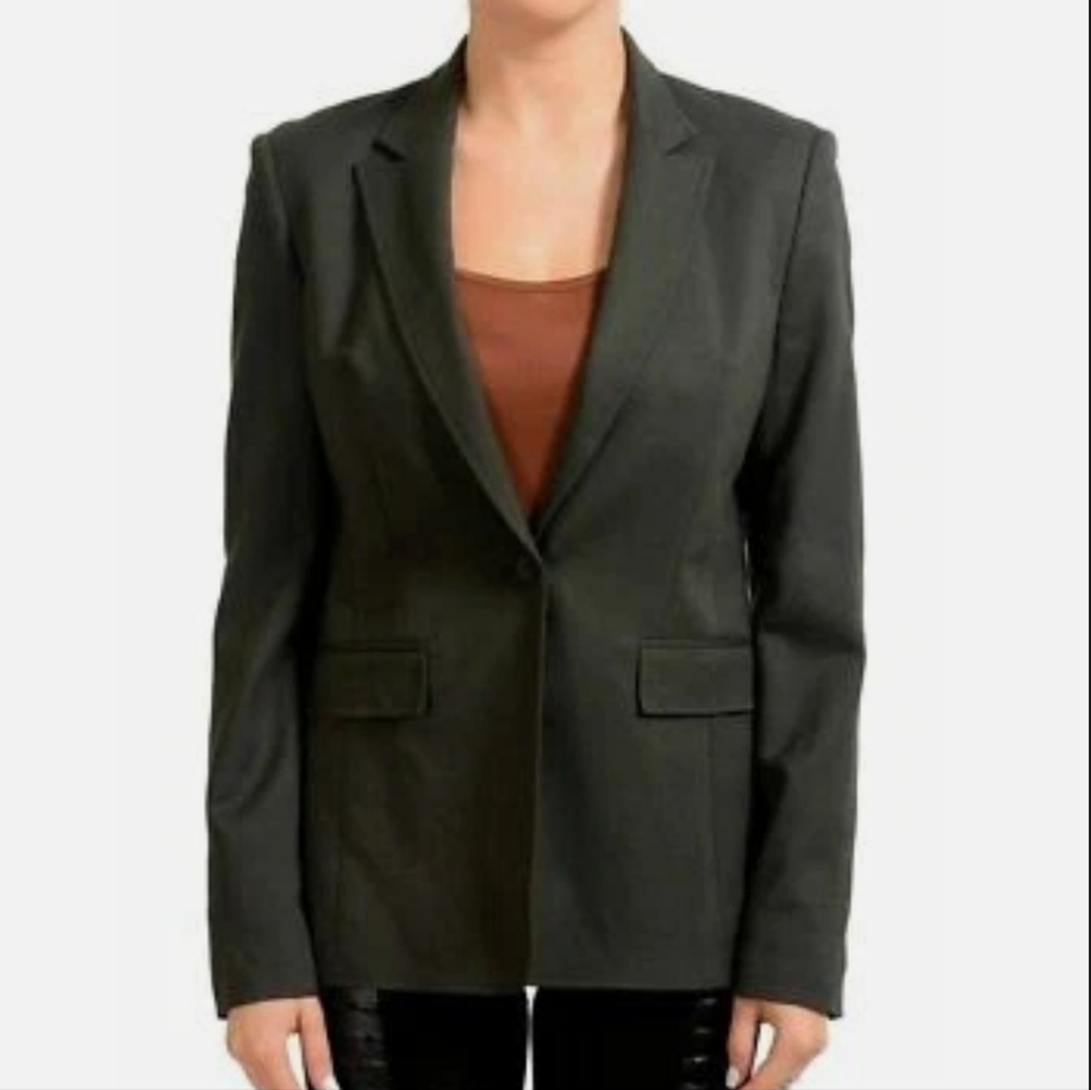 Hugo Boss "Juicyna" Wool Gray Striped One Button Women's Blazer US 6 IT 42